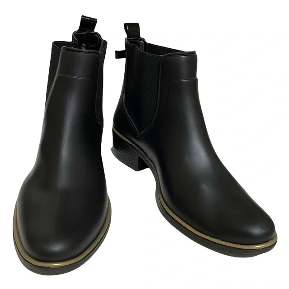 Kate Spade Sedgwick Black Rubber Rain Ankle Boots Size 9 - Picture 4 of 16